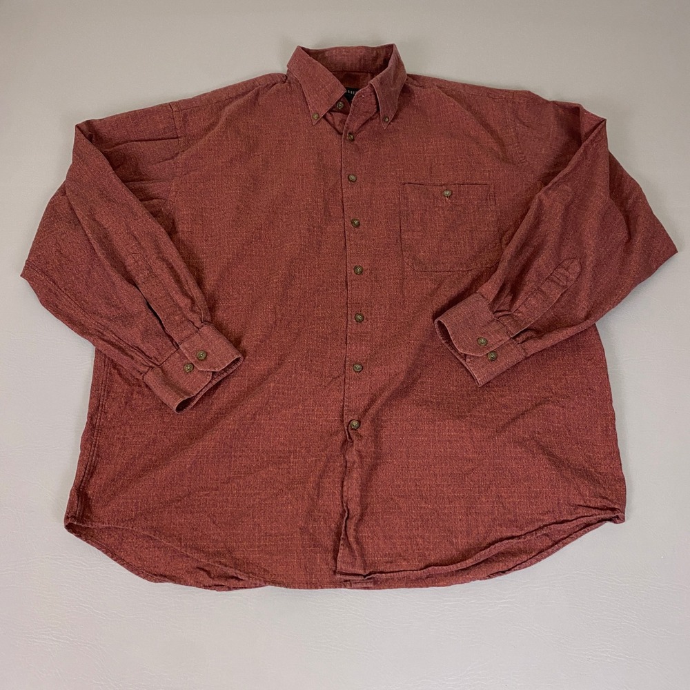 Scott Barber Button Down Shirt Men's Size XL Red Textured Cotton Long Sleeve